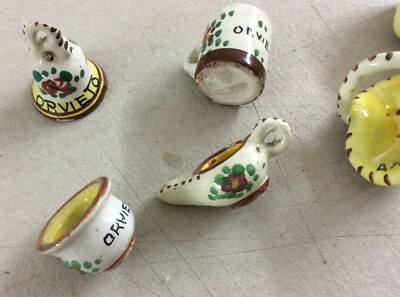 Miniature Da Collezione, Presepio, Ceramica Floreale Di Orvieto, 7 Piccoli Oggetti