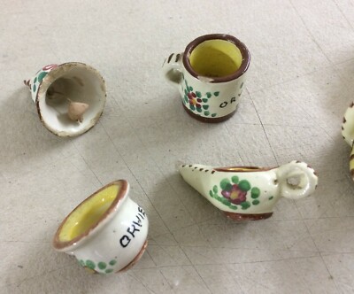 Miniature Da Collezione, Presepio, Ceramica Floreale Di Orvieto, 7 Piccoli Oggetti