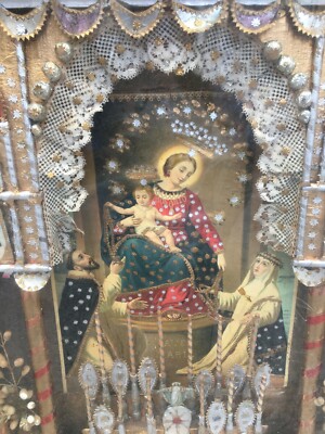 Arte Popolare Devozionale Meridionale   Madonna Del Rosario   Pompei   Rara Bacheca