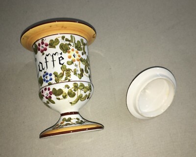 Caffetteria: Vaso In Ceramica Con Decoro Floreale Policromo, Marchio MTC