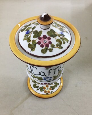 Caffetteria: Vaso In Ceramica Con Decoro Floreale Policromo, Marchio MTC