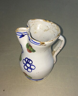 Artistica Ceramica Popolare: Mini Boccale Da Vino Floreale, Abruzzo, Palena O Castelli