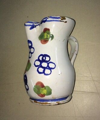 Artistica Ceramica Popolare: Mini Boccale Da Vino Floreale, Abruzzo, Palena O Castelli