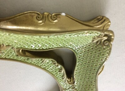 Antica Cornice Con Decoro Artistico Laccata Verde Con Dorature In Gesso