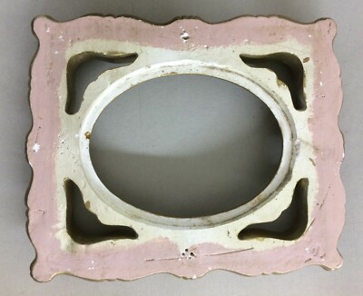 Antica Cornice Con Decoro Artistico Laccata Verde Con Dorature In Gesso