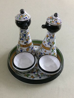 Umbria, Roccaporena: Set Da Tavola In Ceramica Con Oliera, Saliere E Vassoio