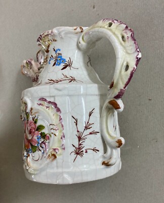 Ceramica Da Collezione   Drago Alato   Brocca Decorata Policroma Floreale