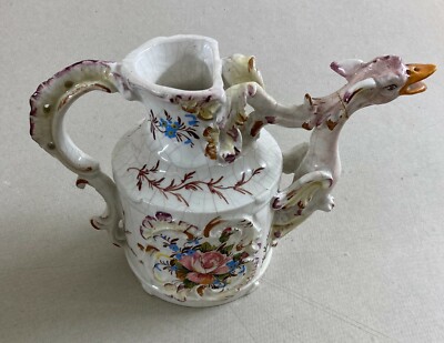 Ceramica Da Collezione   Drago Alato   Brocca Decorata Policroma Floreale