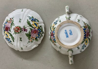 Decorativo Soprammobile: Piccola Zuppiera Con Coperchio E Decoro Floreale