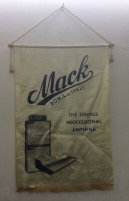 Musica, Amplificatori d'Epoca, Stendardo Pubblicitario In Tessuto, Mack, Roma, Marche