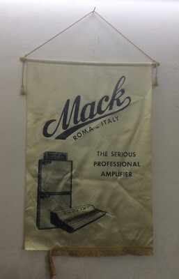 Musica, Amplificatori d'Epoca, Stendardo Pubblicitario In Tessuto, Mack, Roma, Marche