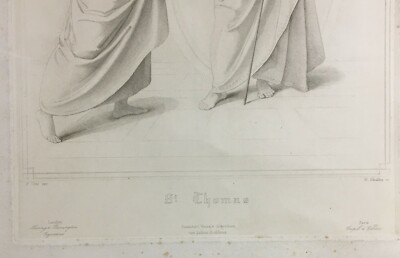 Arte Popolare Devozionale: San Tommaso. Grande Antica Incisione, XIX Secolo