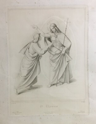 Arte Popolare Devozionale: San Tommaso. Grande Antica Incisione, XIX Secolo