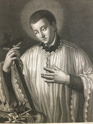 Arte Popolare Devozionale S. Luigi Gonzaga Antica Acquaforte Napoli Biondi Scafa