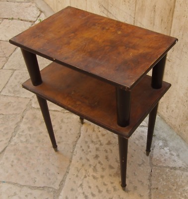 Modernariato Design: Tavolino d'Epoca In Radica E Legno Ebanizzato