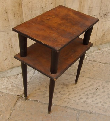 Modernariato Design: Tavolino d'Epoca In Radica E Legno Ebanizzato