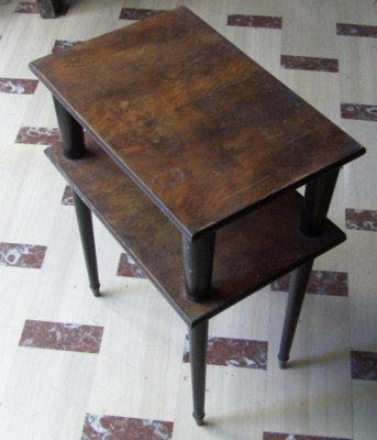 Modernariato Design: Tavolino d'Epoca In Radica E Legno Ebanizzato