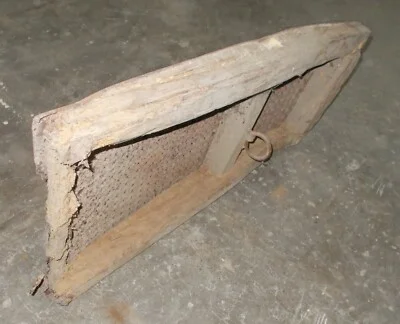 Antique Agricultural or Weaving Tool in Iron and Wood (19th Century)