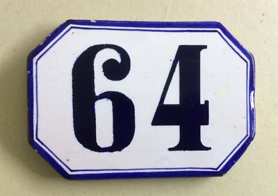 Mattonella Ottagonale In Ceramica Con Numero Civico 64, Fine XIX Inizio XX Secolo