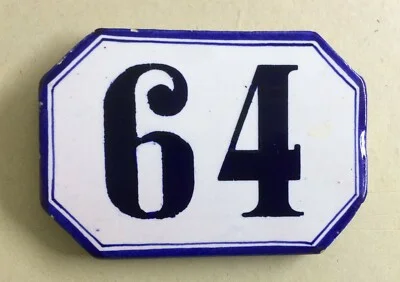 Mattonella Ottagonale in Ceramica con Numero Civico 64, Fine Xix Inizio Xx Secolo