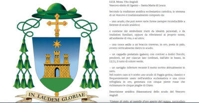 Araldica: Stemma Vescovile In Ceramica Policroma, Vescovo Vito Angiuli (Ugento Leuca)