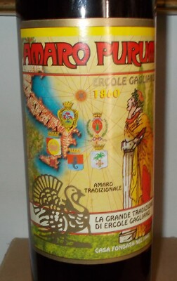 Amaro Purum Ercole Gagliano: Bottiglia Da Collezione Con Etichetta Araldica