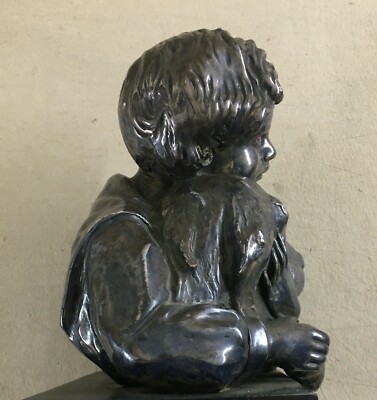 Scultura Decorativa Bimba Con Cane, G. Launeck