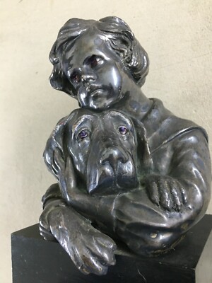 Scultura Decorativa Bimba Con Cane, G. Launeck