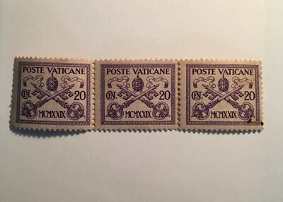 Philately: Collectible Vatican Post Stamps, Heraldry, Triple Stamp