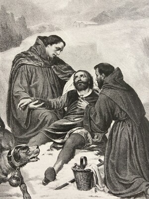 San Bernardo Di Mentone: Litografia Originale Di Giuseppe Giani