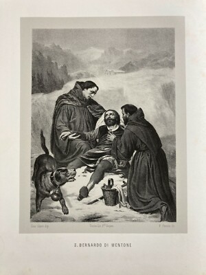 San Bernardo Di Mentone: Litografia Originale Di Giuseppe Giani