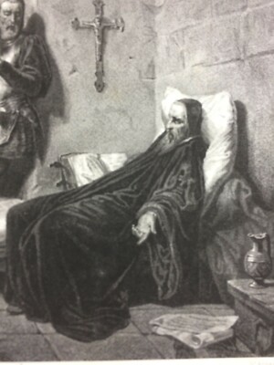 Giovanni Huss: Prigione A Costanza. Litografia Di G. Arnaud Da Enrico Gamba (XIX Secolo)