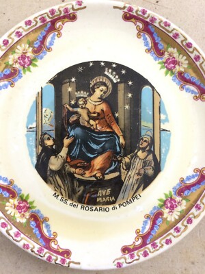 Napoli Pompei, Souvenir Devozionale, Ceramica Da Collezione, Madonna Del Rosario