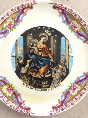 Naples Pompeii, Devotional Souvenir, Collectible Ceramic, Our Lady of the Rosary