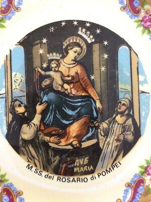 Napoli Pompei, Souvenir Devozionale, Ceramica Da Collezione, Madonna Del Rosario
