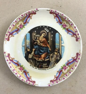 Naples Pompeii, Devotional Souvenir, Collectible Ceramic, Our Lady of the Rosary