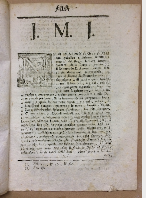 Notariato, Napoli, Forino: Eredità Perrotti E Controversia Giuridica, 1784