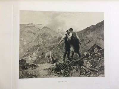 Arte Antica Incisione: Vittorio Cavalleri, Idillio, Veduta Pastorale Montana, Chessa
