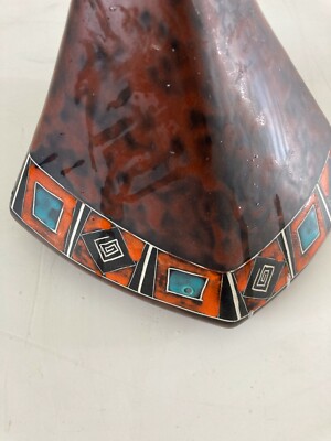 Vaso In Ceramica Stilizzato E Policromo, Design Del Novecento