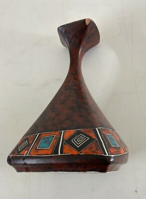 Vaso In Ceramica Stilizzato E Policromo, Design Del Novecento