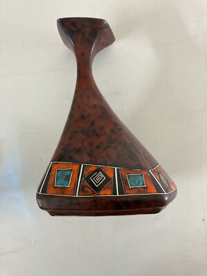 Vaso In Ceramica Stilizzato E Policromo, Design Del Novecento