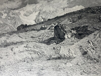Carlo Follini E Oreste Silvestri: La Dent Du Géant. Incisione Originale All'Acquaforte, XIX Secolo.
