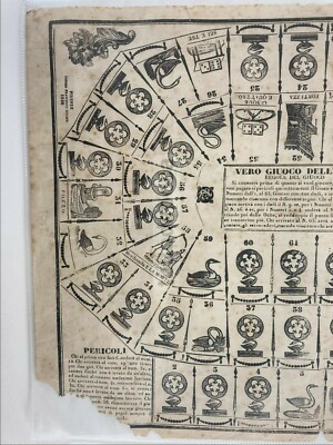 Antico Gioco Di Percorso: Giuoco Dell'Oca. Rarità Dell'Ottocento, Firenze, Spiombi, 1846