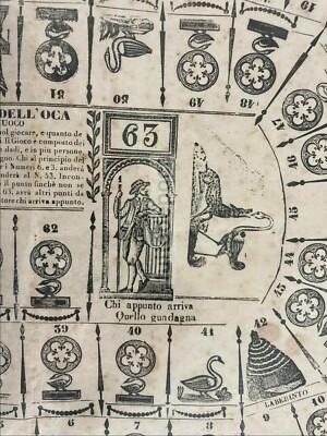 Antico Gioco Di Percorso: Giuoco Dell'Oca. Rarità Dell'Ottocento, Firenze, Spiombi, 1846