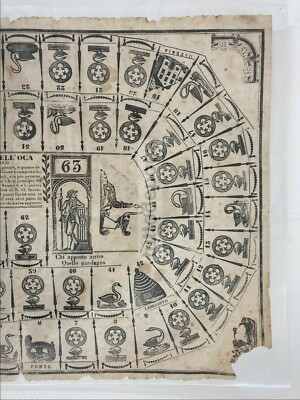 Antico Gioco Di Percorso: Giuoco Dell'Oca. Rarità Dell'Ottocento, Firenze, Spiombi, 1846