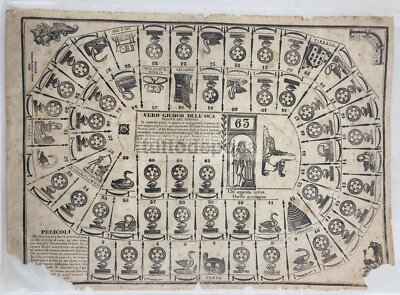 Antico Gioco Di Percorso: Giuoco Dell'Oca. Rarità Dell'Ottocento, Firenze, Spiombi, 1846