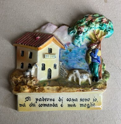 Arte, Folklore E Ceramica Popolare: Placca Decorativa Umoristico Pastorale