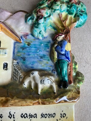 Arte, Folklore E Ceramica Popolare: Placca Decorativa Umoristico Pastorale