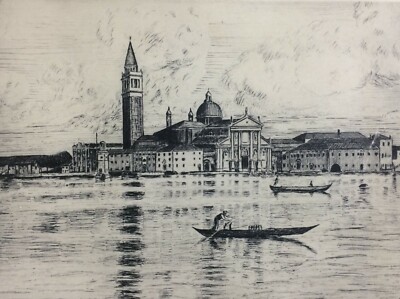 Venezia: Veduta Panoramica Dell'Isola Di San Giorgio, Incisione All'Acquaforte