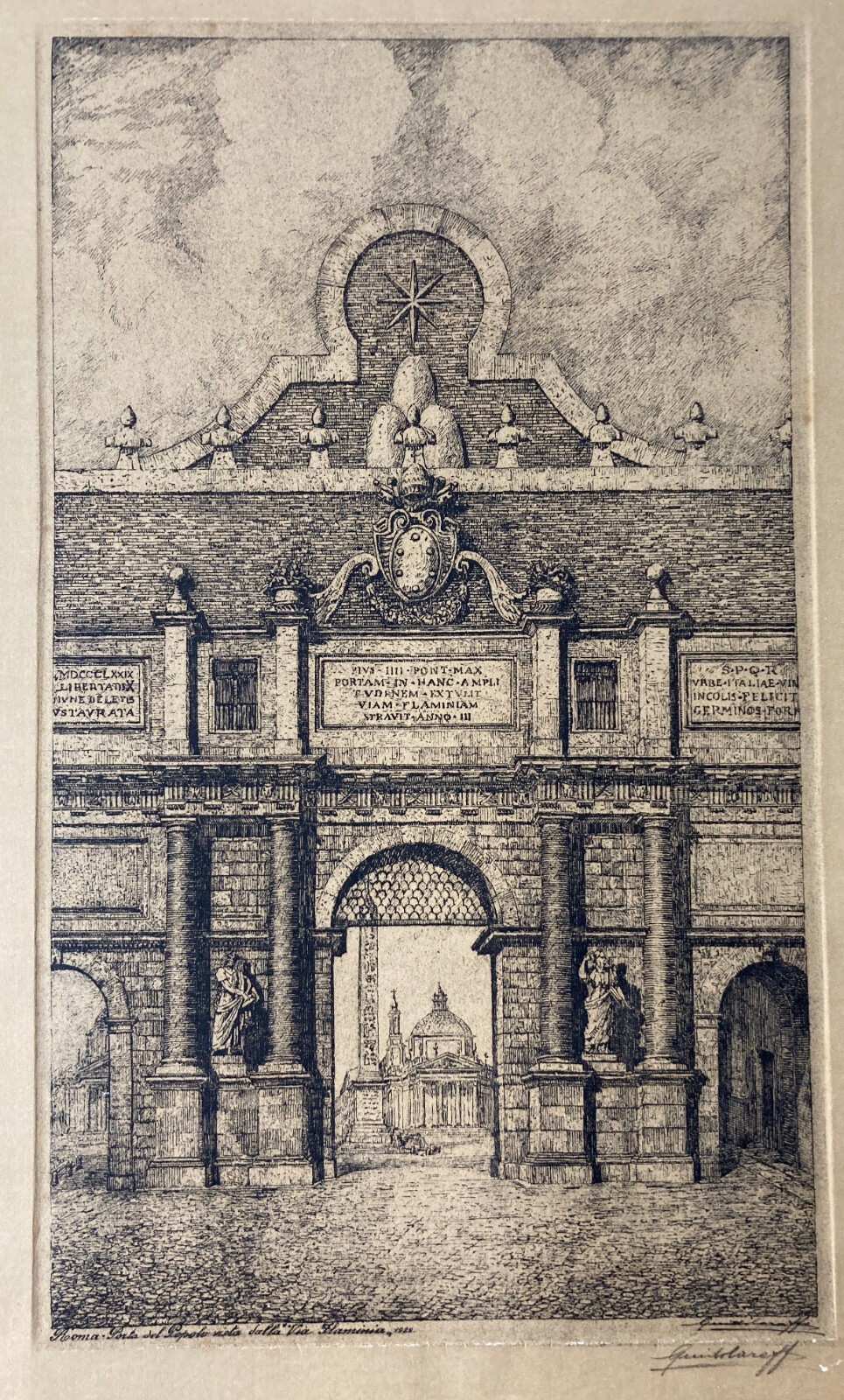 Roma, Porta Del Popolo: Veduta Monumentale Di Guido Caraffa, 1929